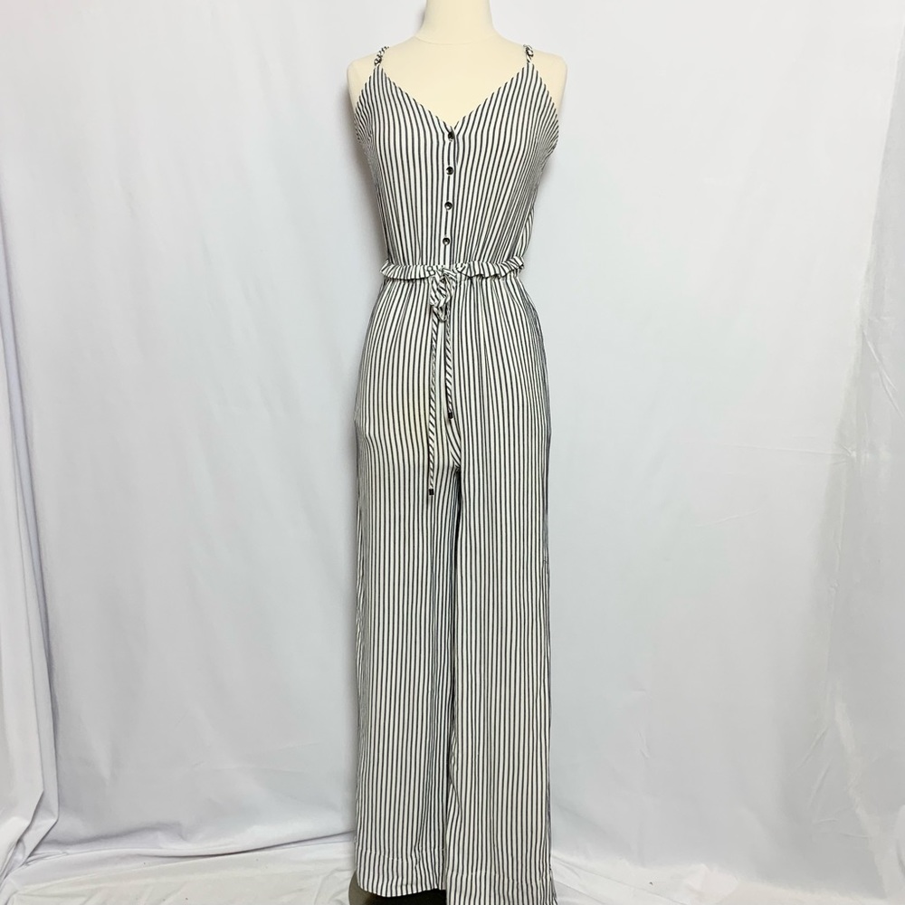 7 for All Mankind Size Small Blue White Stripe Sleeveless Romper Pants